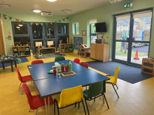 Tables and chairs at group